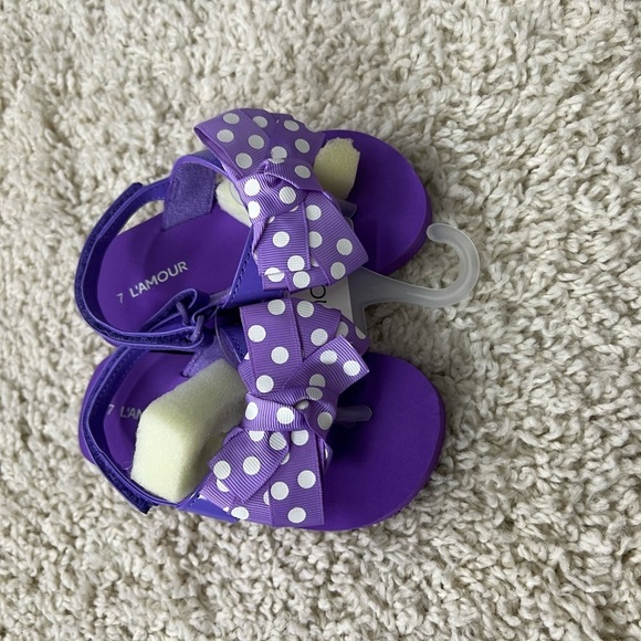 Girls Size 7 L'Amour Purple Polka Dot Flip Flops NIP - Picture 7 of 7